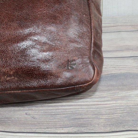 Ellington Brown Leather Double Handle Shoulder Tote Handbag Purse - Picture 6 of 12